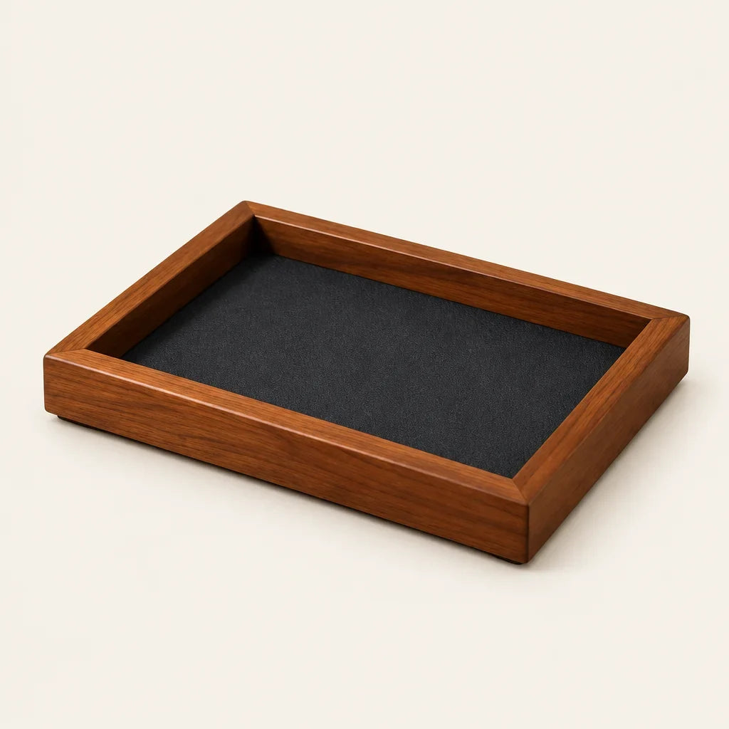 Vide-poches en bois pour montres et bijoux, intérieur noir