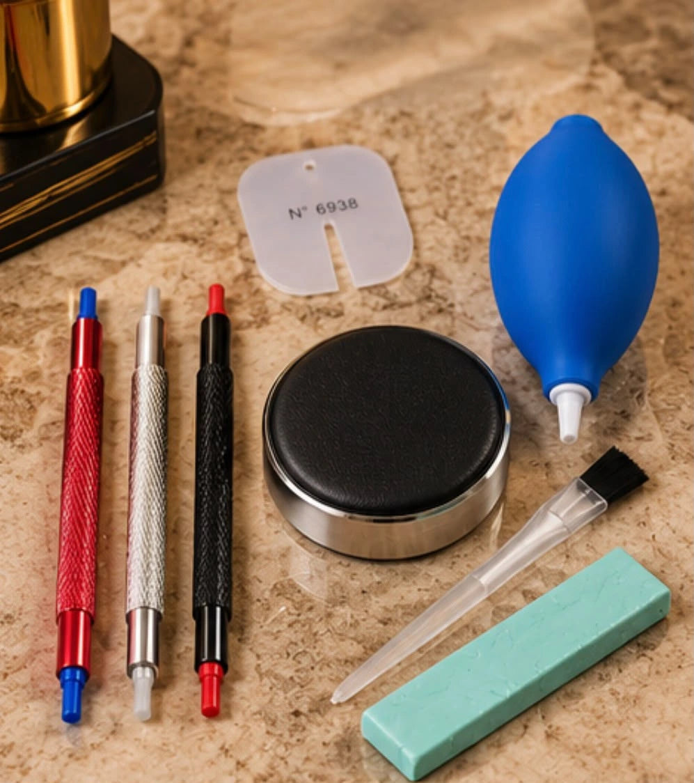 Kit d’entretien pour montres, détail des outils