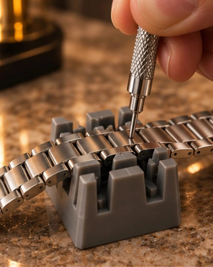 Mallette d’outils pour bracelets de montre ouverte
