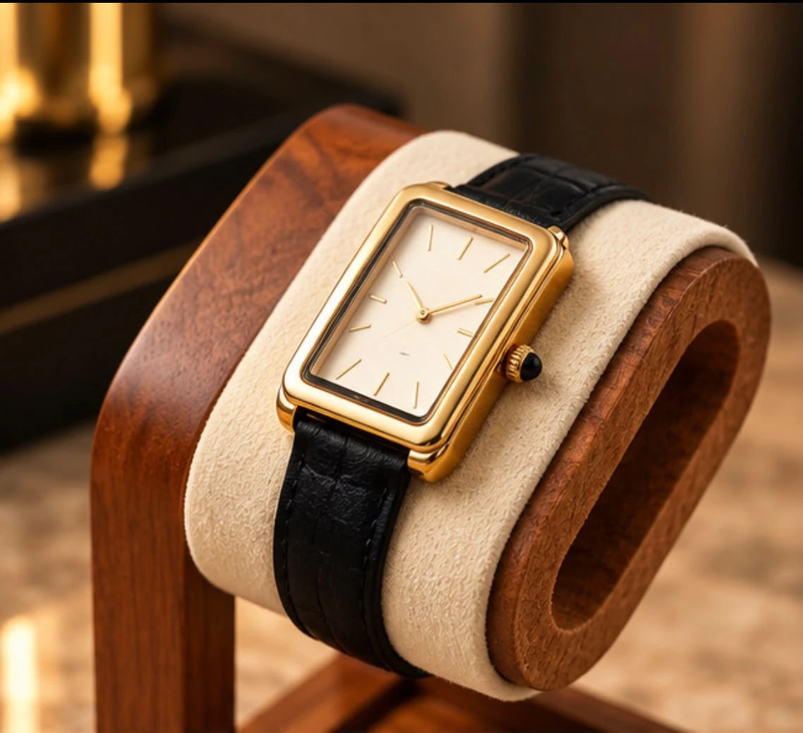 Présentoir à montres en bois en situation