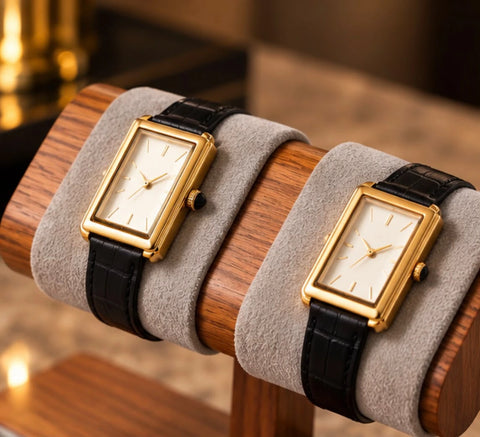 Présentoir à montres en bois brun, autre vue