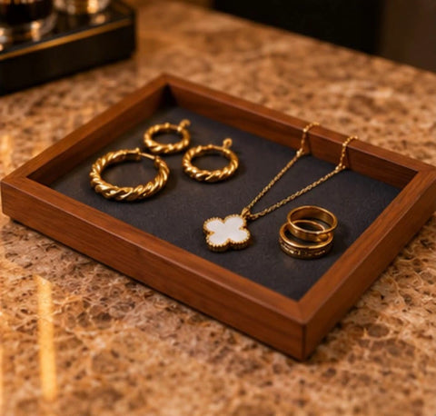 Plateau vide-poches en bois pour bijoux