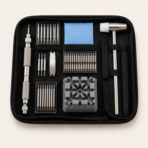 Kit d’outils pour bracelets de montre en mallette noire